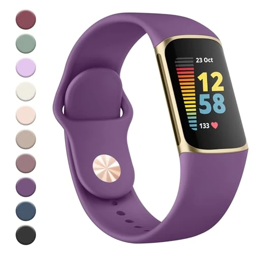 YLK Armband für Fitbit Charge 5 Armband/Fitbit Charge 6 Armband Damen Herren, Verbessertes Silikon Uhrenarmband Sport Verstellbares Ersatzband für Fitbit Charge 5 Armbänder/Charge 6 Armbänder