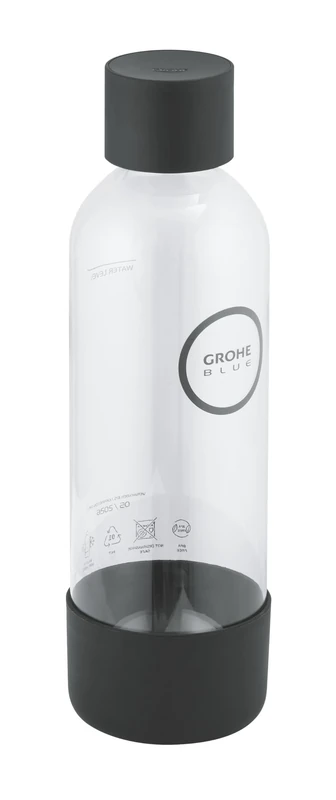 GROHE Blue Fizz, Wasserflasche (Fassungsvermögen: 850ml, nicht spülmaschinenfest, Bajonettverschluss, kompatibel mit dem GROHE Blue Fizz Wassersprudler), schwarz, 41250K00
