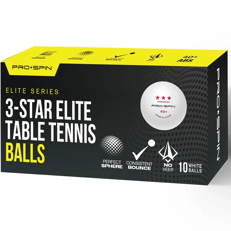 PRO-SPIN Tischtennisbälle Elite-Serie – Weiße Premium Tischtennisbälle 3 Sterne| Leistungsstarke 40+ ABS-Bälle auf Turnierniveau | Perfekte Rundung, Perfekter Spin | Präzise Sprungkraft | Langlebig