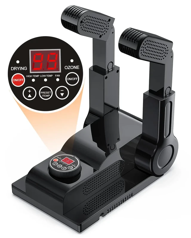 FORLIM Schuhtrockner Einstellbare Temperatur, mit 24-Stunden-Verzögerungstimer, tragbarer Handschuhtrockner und Stiefelwärmer, automatischer Abschalttimer, faltbares Design, Smart Panel(Schwarz) - Image 1