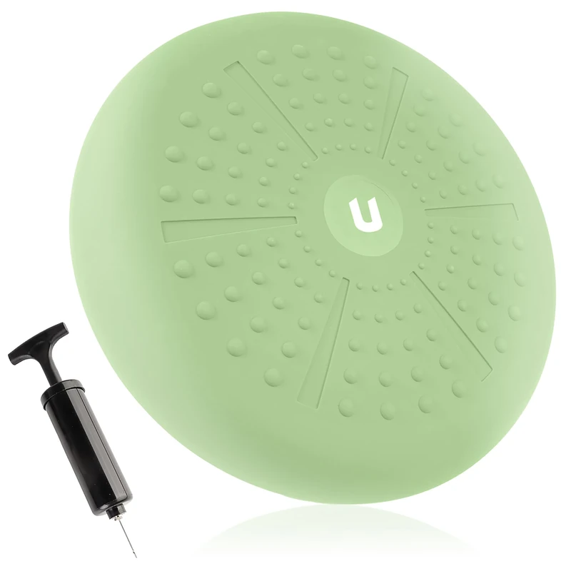 unycos - Ballsitzkissen 33 cm inklusive Pumpe, Noppenkissen, Luftkissen, Anti-Burst Sitzkissen, Balancekissen, Core, Rücken, Fitness Koordinations und Rückentraining (Grün; PureZen)