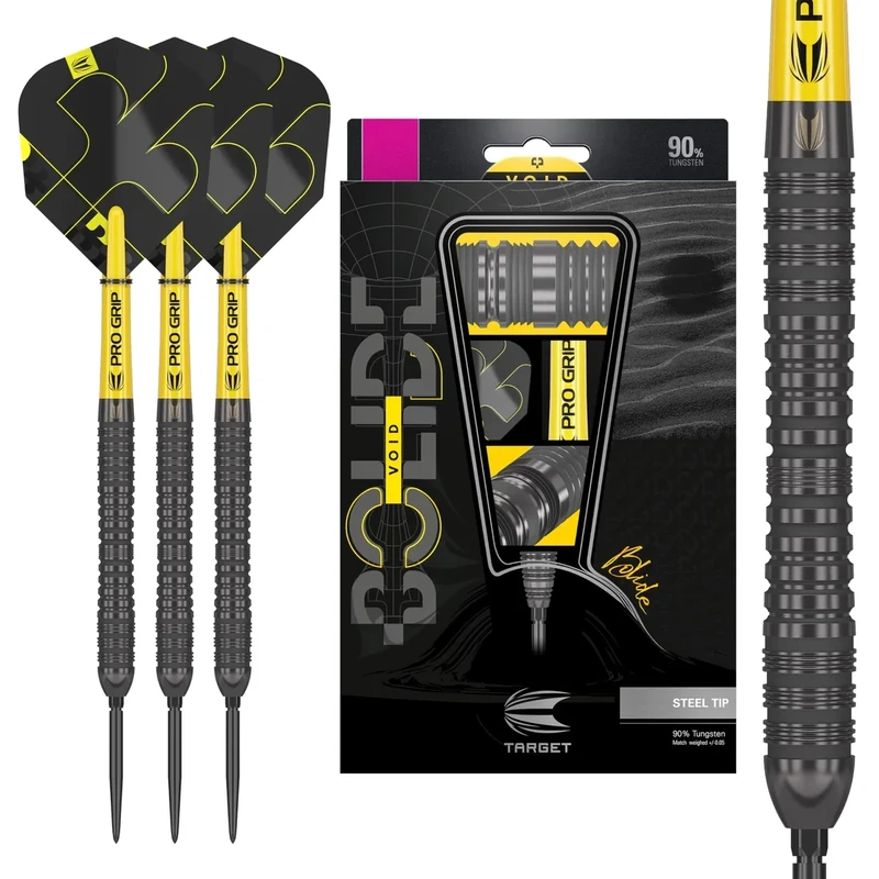 Target Darts Bolide Void 90% Tungsten Dart Set, Stahlspitzen-Swiss-Point-Darts | Barrel 04, 25G | Professionelle Dart-Sets, Schwarze Darts, Swiss-Point-Werkzeug im Lieferumfang enthalten