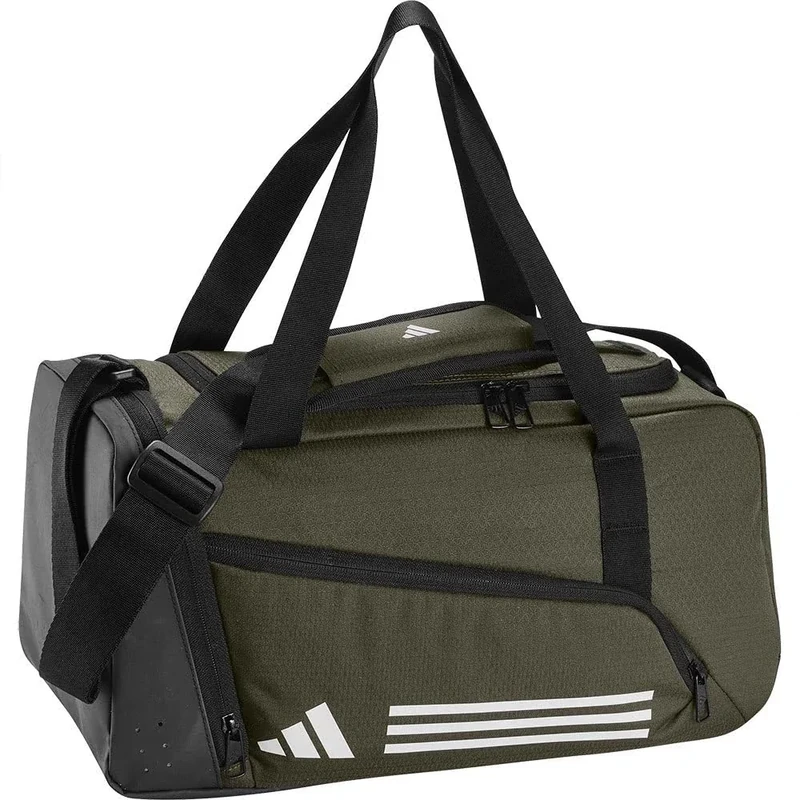 Adidas Unisex Essentials 3-Stripes Duffel Bag, Olive strata/White, XS