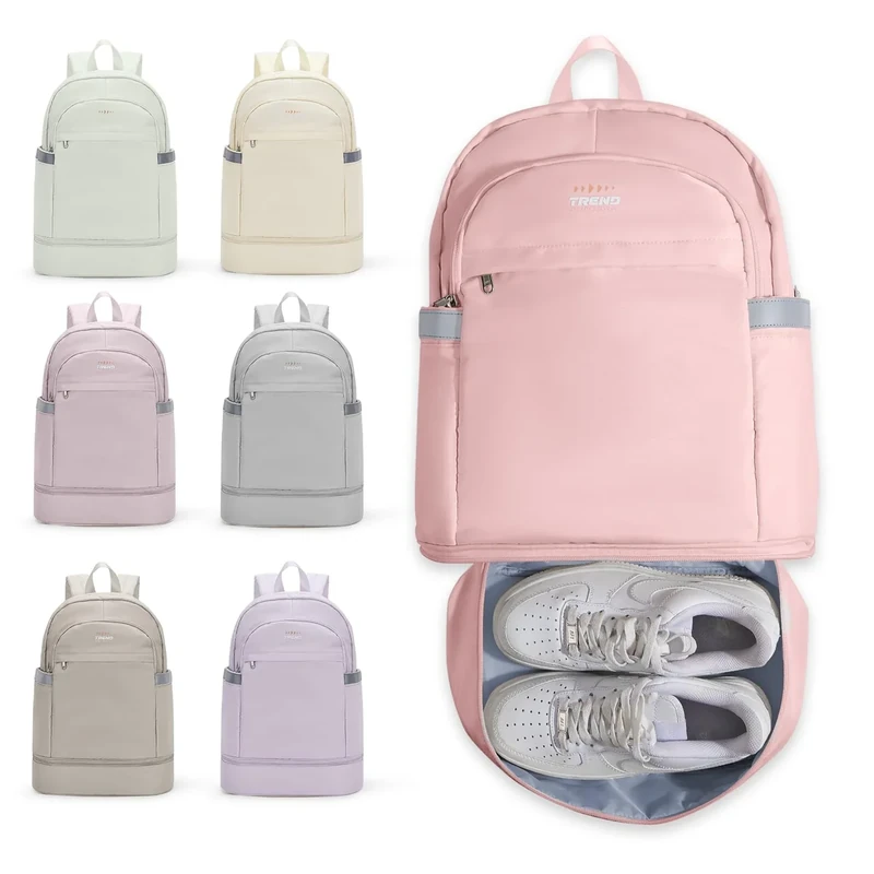 SZLX Sportrucksack für Frauen mit Schuhfach und Nasstasche Faltbarer Handgepäckrucksack Großer Reise-Laptop-Rucksack Wasserdichter Freizeitrucksack Sportrucksack Sporttasche für Schwimmen Yoga Rosa