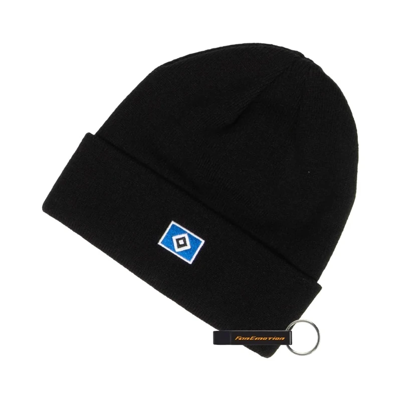 Hamburger SV HSV Mütze Logo, Offizieller Fanartikel, Schwarze Strickmütze mit gestickter HSV-Raute