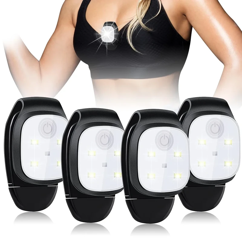 RANJIMA 4 Stück LED Climpel Climpel Outdoor USB Wiederaufladbar Nachtclip Lauflicht Kleine Stirnlampe Lauflicht Sicherheitslicht Laufzubehör für Laufen, Joggen, Camping,