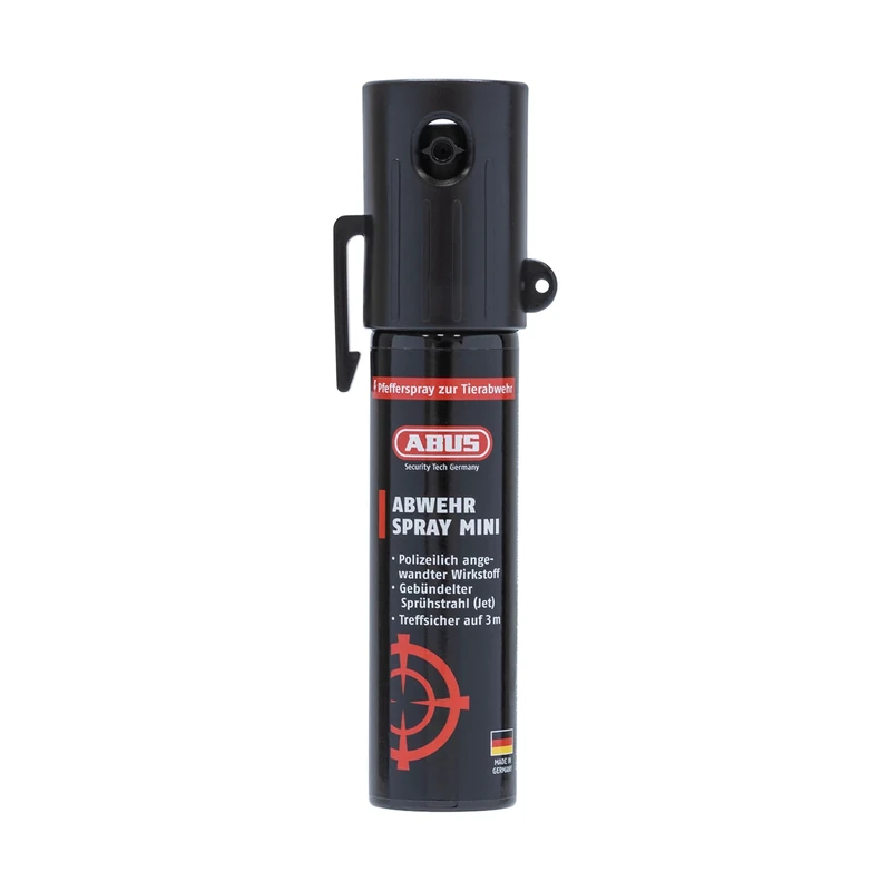 ABUS Pfefferspray SDS80 Mini zur Tierabwehr - Abwehrspray zur Selbstverteidigung gegen Tiere - mit Jet-Sprühstrahl für bis zu 3 m Reichweite - Verteidigungsspray für kleine Hand- und Jackentaschen