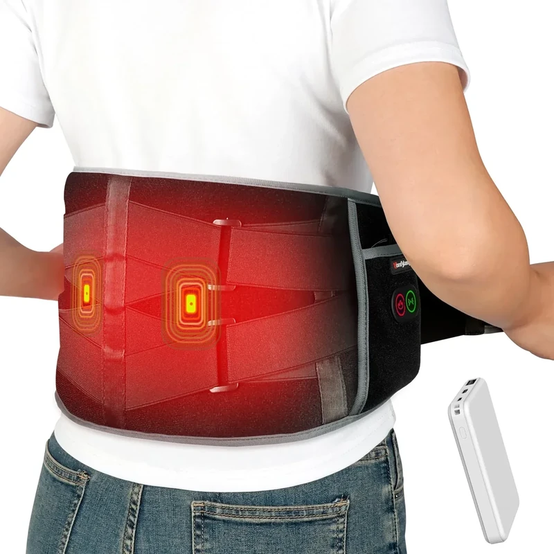 Comfytemp Wärmegürtel Vibrationsmassage für Rücken mit 25Wh Akku,155x20cm Kabellos Massagegerät mit Kompressionsband, Rückenwärmer Heizgürtel USB Heizkissen Geschenke für Mütter, Frauen, Mama, Papa