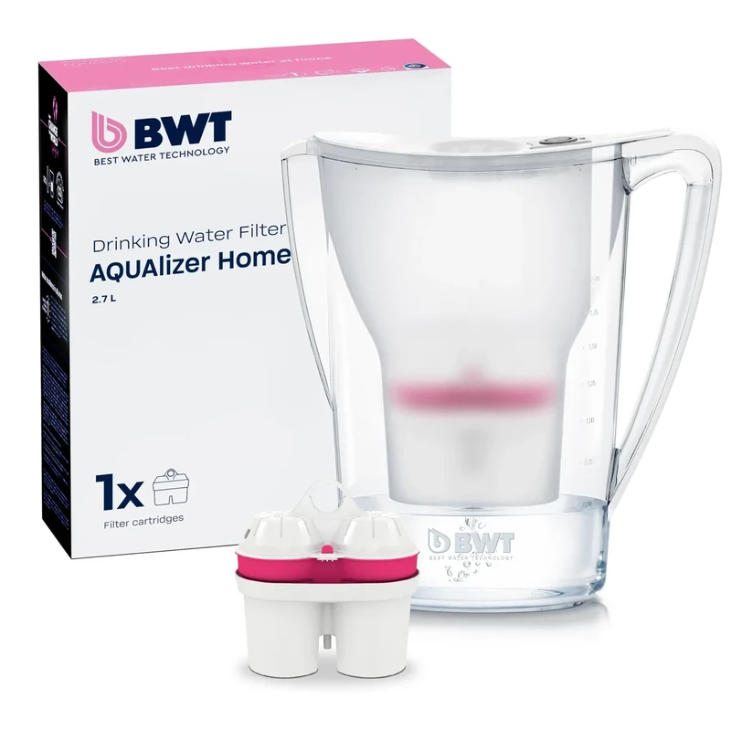 BWT Wasserfilter AQUAlizer Home | Weiß | inkl 1 Magnesium Filterkartusche | Wasserfilter Trinkwasser | Für Speisen & Getränke | Filtert Kalk, Chlor, Blei & Kupfer