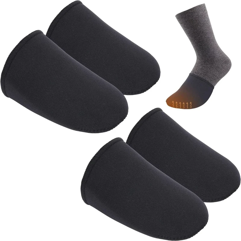 KATELUO Zehenwärmer 2 Paare Neopren Zehenschutz, Neopren Zehenwärmer, Toe Warmers, Unisex Fußwärmer, Neoprensocken, Schwarz Sohlenwärmer für Radfahren, Laufen, Wandern, Skifahren (XL)