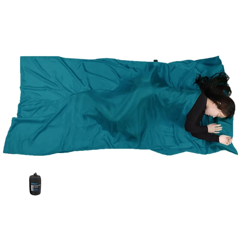 BROWINT Seidenschlafsack Inlett, Hüttenschlafsack aus 100% Naturseide, Extrabreite 220x110cm, 220x87cm, Mumie, Schlafsack Inlett, Inlay, Reiseschlafsack dünn, Leicht, Kompakt, Verstärkte Ecken