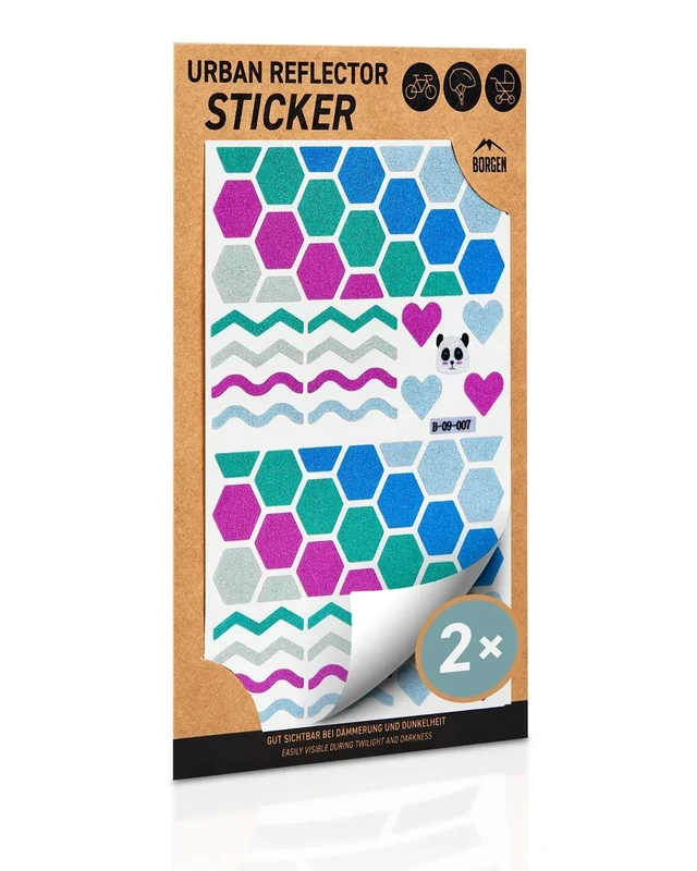 Borgen Reflektor Sticker Aufkleber 2er Set - Für Fahrrad, Felgen, Helm - Reflective Sticker Set für Dunkelheit, Schule - Reflektoren Fahrrad Aufkleber