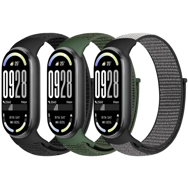 Bcuckood Nylon Sport Armband Kompatibel mit Xiaomi Smart Band 10/9/8 für Damen Herren Weiches Verstellbares Atmungsaktives Uhrenarmband Solo Loop Ersatzarmband für Xiaomi Mi Band 9/8