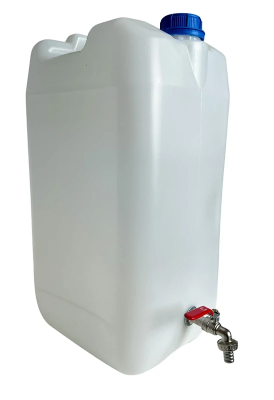pokm toolsmarket - Wasserkanister mit Hahn, Wasserkanister 30L, Trinkwasser Kanister mit Zapfhahn 1/2'' Gewinde Verzinkt, Wassertank BPA-frei, Wasserbehälter mit Schraubdeckel, Perfekt für Camping