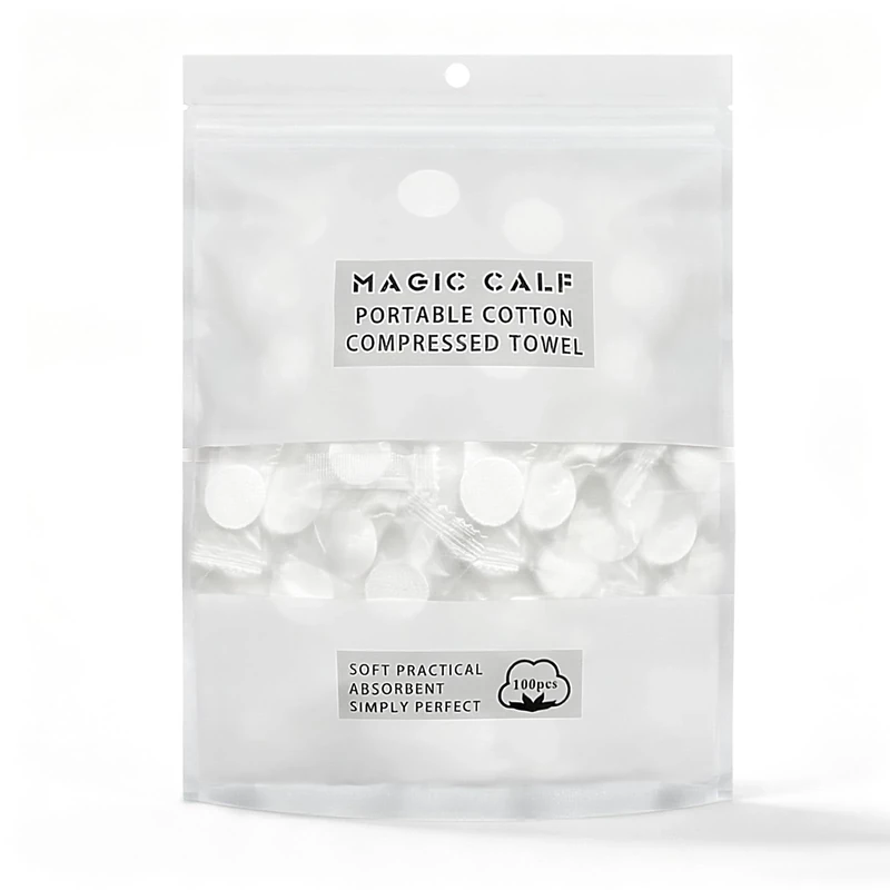 Classycoo Komprimiertes Handtuch, Mini-Tabletten, Einweg-Gesichtshandtuch, Baumwoll-Münztentuch für Reisen, Camping, Wandern, Sport, Schönheitssalon, Heimhandtücher und andere (Weiß)