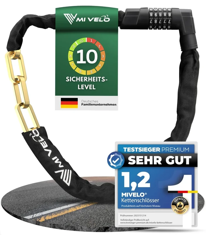 MIVELO Fahrradschloss Kettenschloss hohe Sicherheit 100cm lang I Fahrrad Schloss 8mm gehärteter Stahl I Radschloss Zahlenschloss ideal für E Bike, MTB & Rennrad I Bike Lock (mit Zahlencode)