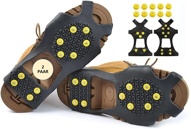 2 Paar Anti Rutsch Schuhspikes Größe 34-44 Winter Ice Grips Schuhkrallen Spikes für Hiking Walking Schnee