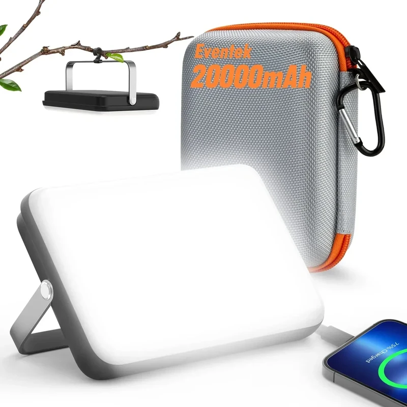 Eventek LED Campinglampe 4000LM, 20000mAh Power Bank USB Aufladbar Camping Licht bis zu 144 Stunden, IPX5 Wasserdichtes Camping Lampe mit 4 Lichtmodi für Lesen, Zelt, Angeln, Blackout