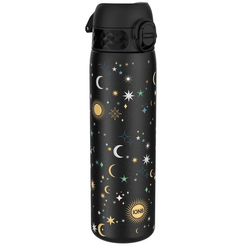 ion8 Leicht Stahl-Trinkflasche, 600 ml, Nicht IsoliertAuslaufsicher, Einhandöffnung, Sichere Verriegelung, Spülmaschinenfest, Klappdeckel, Tragegriff, Leicht zu Reinigen, Himmlisch