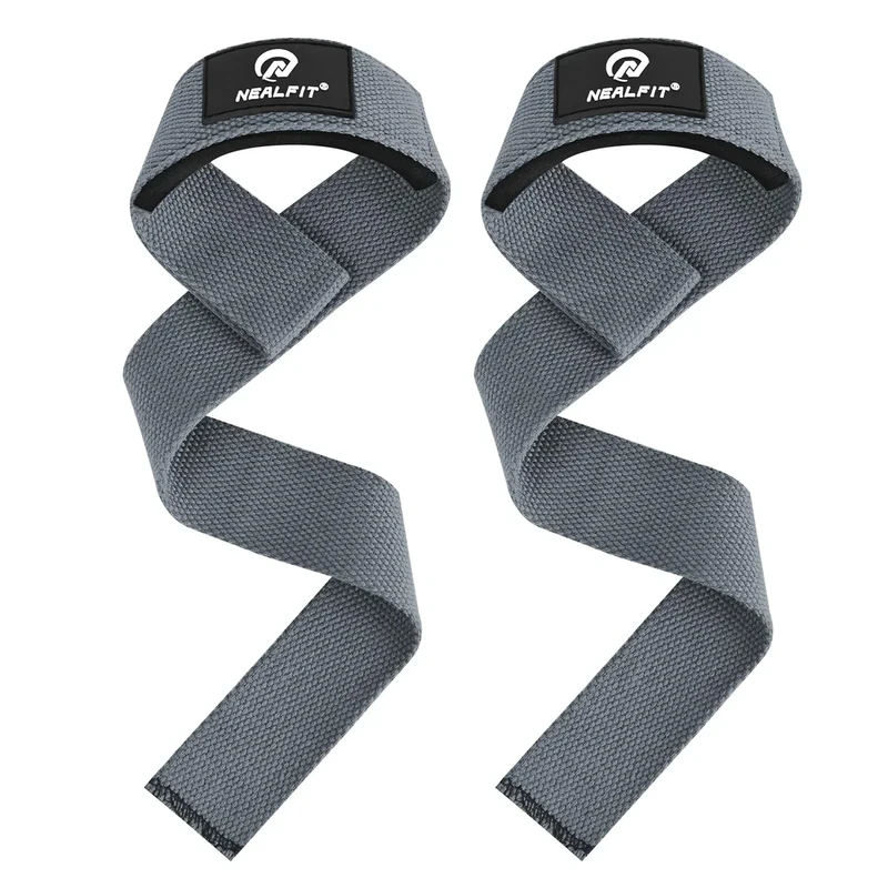 NEALFIT Zughilfen Krafttraining Lifting Straps, Handgelenkgurte für Gewichtheben, Deadlifts, Bodybuilding, Krafttraining, Gewichtheben Gurte für Männer und Frauen (Grau)