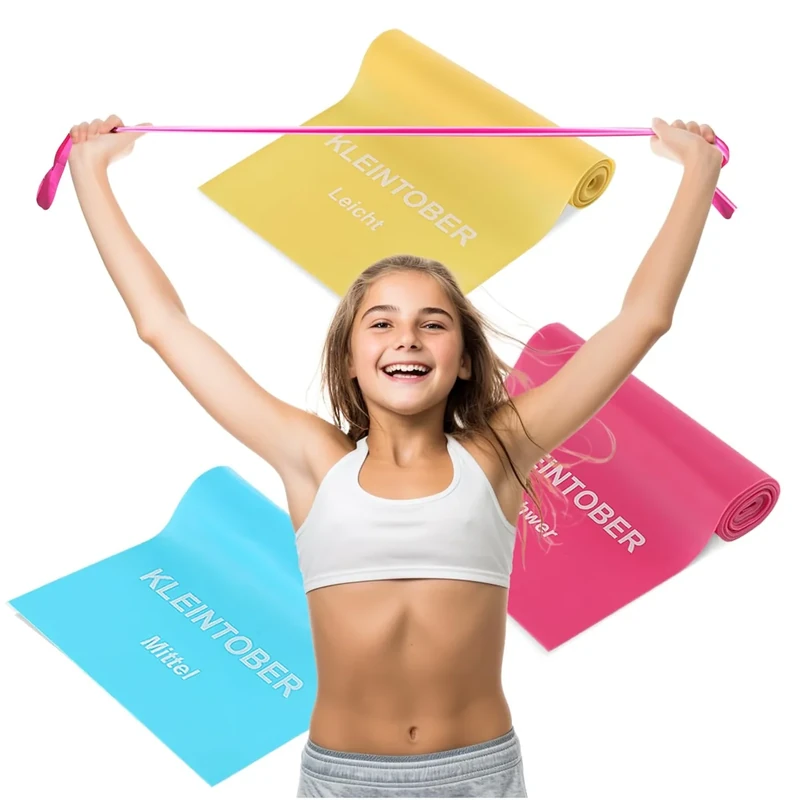 Kleintober Fitnessbänder für Kinder, Jugendliche, Senioren I Resistance Bands I Widerstandsbänder Anfänger, Kinder, Senioren I leichte Widerstandstufen I Gymnastikband I Trainingsbänder