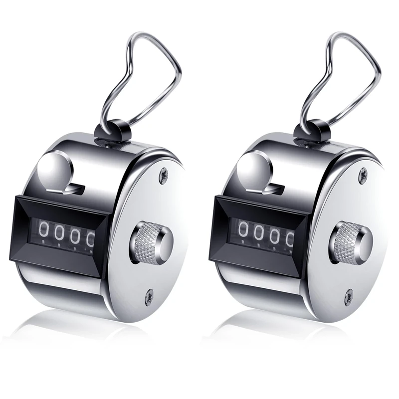 ALEEIK Handzähler 2 Stücke Hand Zähler Mechanischer Klickzähler Fingerzähler Metall Zähler Klicker Counter Counter 4-Stelliger Zähler für Golf Zählen Stricken