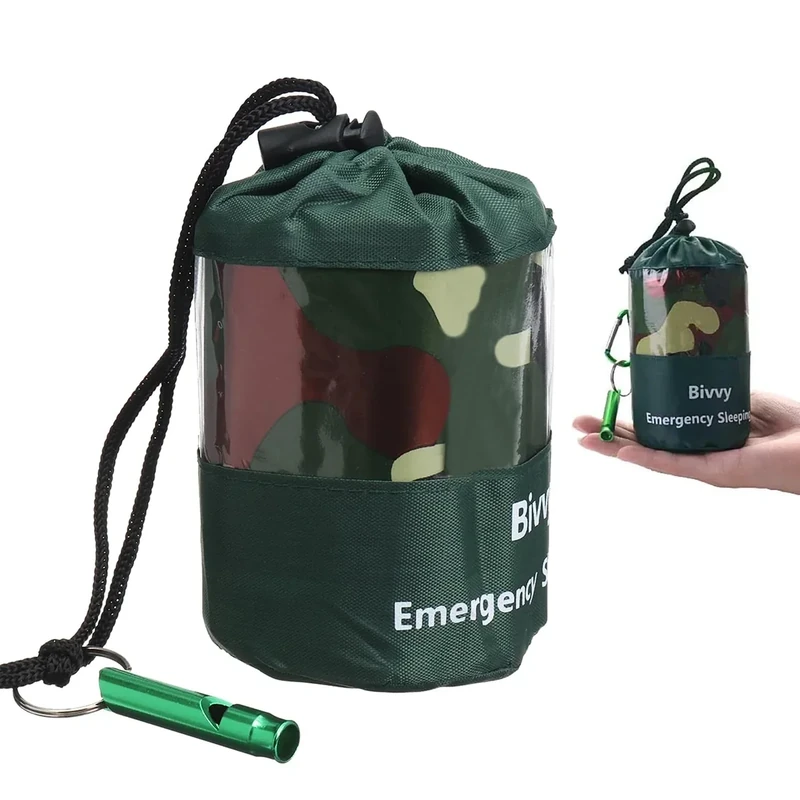 Notfall Schlafsack,Überleben Schlafsack, Survival Biwaksack Erste Hilfe Rettungsdecken Wasserdicht Notfalldecke Warm Tube Zelt Ultraleicht Hitzeabweisend Kälteschutz Rettungszelt für Outdoor (Grün)