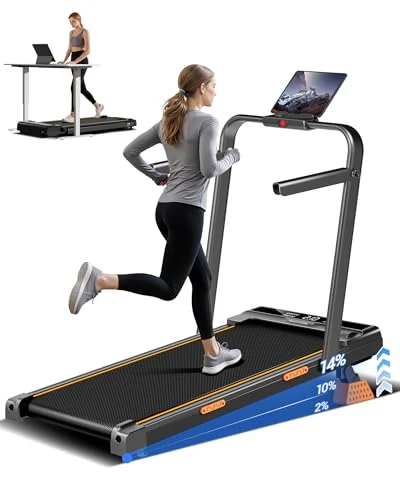 CURSOR FITNESS 2-in-1 Untertisch-Laufband, Faltbare Gehunterlage für Zuhause, klein, zusammenklappbares Laufband, 2,5 PS, leise, bürstenlos, 120 kg Kapazität (Jet Black) - Image 1