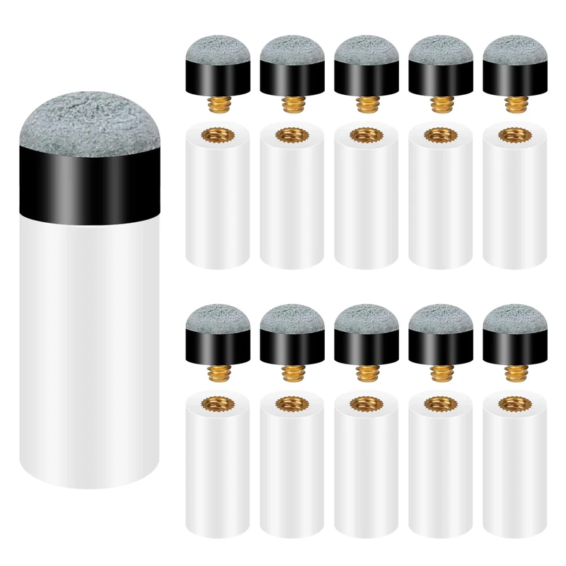 Sliverdew 10 Stück Billard Queue Spitzen Ersatz Schraub Tipps mit Pool Queue Zwinge 12mm Grau Billard Queue Zubehör Set für Billardstöcke Snooker Pool Queues
