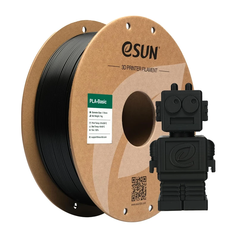 eSUN PLA Filament 1.75mm, PLA Basic 3D Drucker Filament Maßgenauigkeit +/- 0.03mm, 1KG Spule (2.2 LBS) Super Speedy PLA Filament für 3D Drucker, Schwarz - Image 1