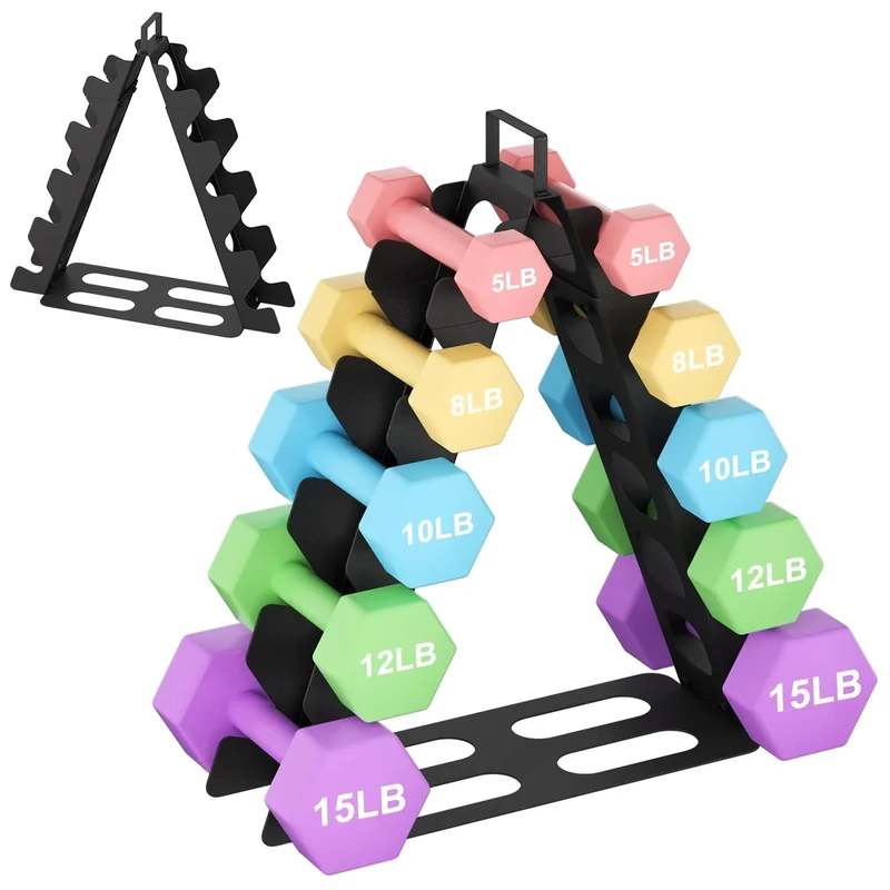 Hantelständer Kurzhantel Rack Gewichtsaufbewahrungsorganisator für Hanteln accessories-Gymnastikhanteln-perfekt für das Fitnessstudio zu Hause für Kinder/Frauen Schwarz (5-tier)