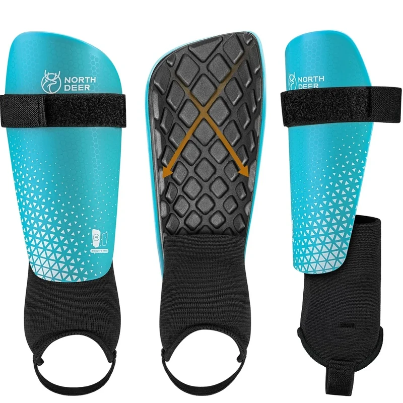 Northdeer Jungen Schienbeinschoner Fussball mit Knöchelschutz - Shin Guards für Kinder Mädchen (Blau M)
