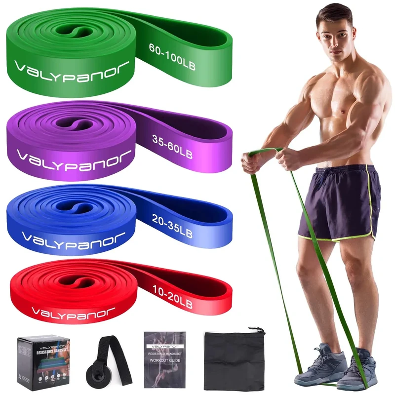 VALYPANOR Widerstandsbänder Set 4 verschiedene Stufen Fitnessbänder Pull Up Übungsbänder für Männer Frauen Fitnessbänder für Krafttraining Yoga,Pilates,CrossFit Bänder mit Türanker Aufbewahrungstasche