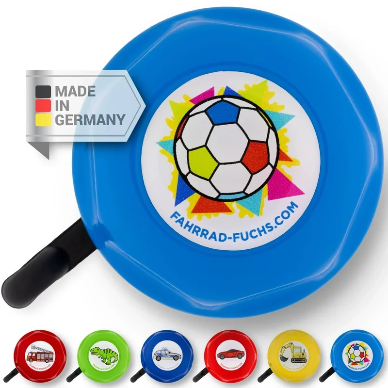 Fahrradklingel Kinder - Fußball Blau - Fahrradklingel Kinder Jungen, Klingel Kinderfahrrad, Klingel Laufrad - klingelt laut, einfache Montage