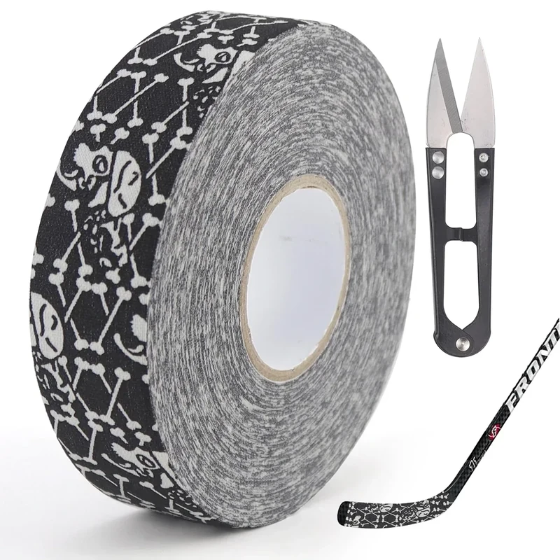 LBING Schläger Tape Hockeyschläger Tape 25M Rutsch Griffband Sporttape Eishockey Griffband Schlägertape Mit 1 Stück Schere (schwarz und weiß)