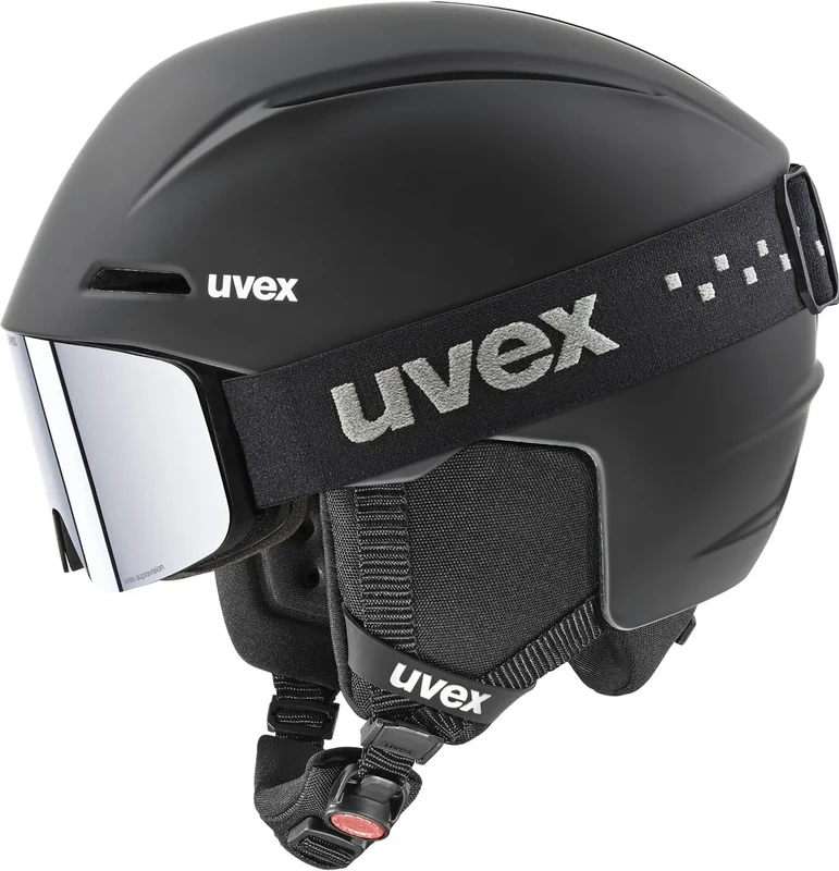 uvex viti Set - stylische Kombination aus dem leichten viti Skihelm und der verspiegelten pwdr FM Skibrille für Kinder - Black matt - 51-55 cm - Image 1