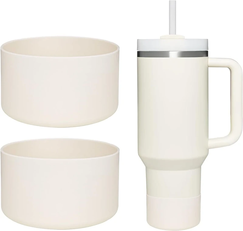 WK IEASON 2 Stück Tumbler Bottom Protector Flask Silikonmanschette für Stanley Quencher adventure 40oz & Stanley IceFlow 20oz 30oz und kompatibel mit Hydro Flask 12oz 21oz 24oz