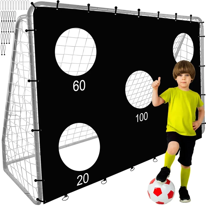 TRIZAND Fußballtor für Kinder & Erwachsene – 240 x 170 cm – mit Zielscheibe & Netz – stabile Metallkonstruktion – Schnellmontage für Garten, Training & Schule – Inkl. Bodenanker