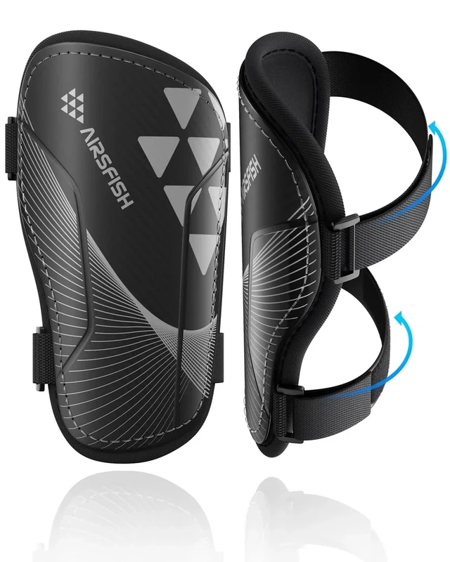 AirsFish Schienbeinschoner Kinder Fussball Zertifiziert Leichte,Langlebige,rutschfeste mit Verstellbaren Riemen,Hochfeste Fußball,für Jungen und Mädchen