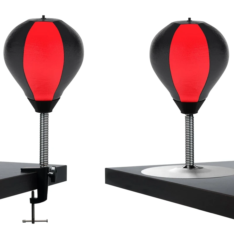 Antistress Mit Tischklemme Und Saugnapf, Boxsack Hängend Oder - Stehend Lustiges Anti-Stress Geschenk, Desktop Ball zur Stressabbau, Büro Spielzeug, Starker Saugfuß, Robuster PU-Leder Boxball