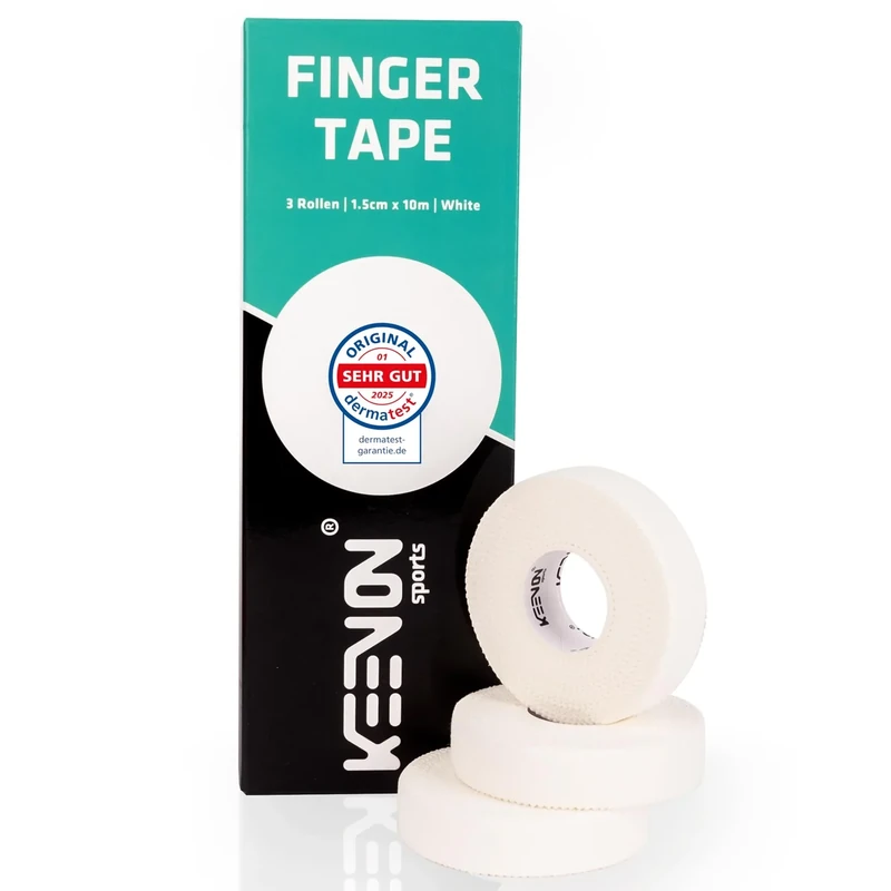 keenon sports® Fingertape – Dermatest: “SEHR GUT“ – Boulder Tape Klettertape – Handtape Volleyball, Basketball, Handball – Sporttape (3 Rollen je 10m, 1,5cm breit, Weiss)