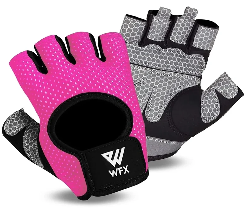 WESTWOOD FOX Fitness Handschuhe Atmungsaktive Trainingshandschuhe für Damen und Herren Gewichtheberhandschuhe Bodybuilding Gym Übung rutschfestes Crossfit Krafttraining (Pink Short Strap, M)