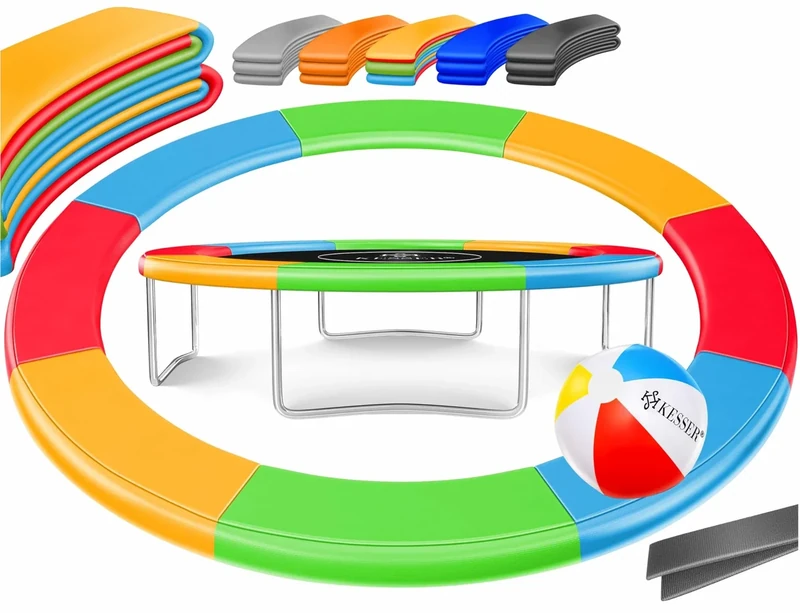 KESSER® - Trampolin Randabdeckung Ø 305 cm, 30cm breit 100% UV-beständig reißfest Federabdeckung inkl. Beachball Bunt