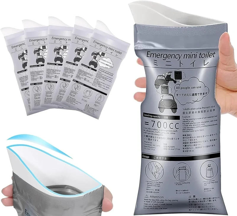 2XK-NOV 12 Stück Einweg-Urinbeutel für Unterwegs, Mobile Notfalltoilette im Auto, 700 ml Gel-Urinbeutel für Camping Toiletten, Reisen, Stau, Erbrochene Beutel, Reisetoilette für Männer, Frauen, Kinder