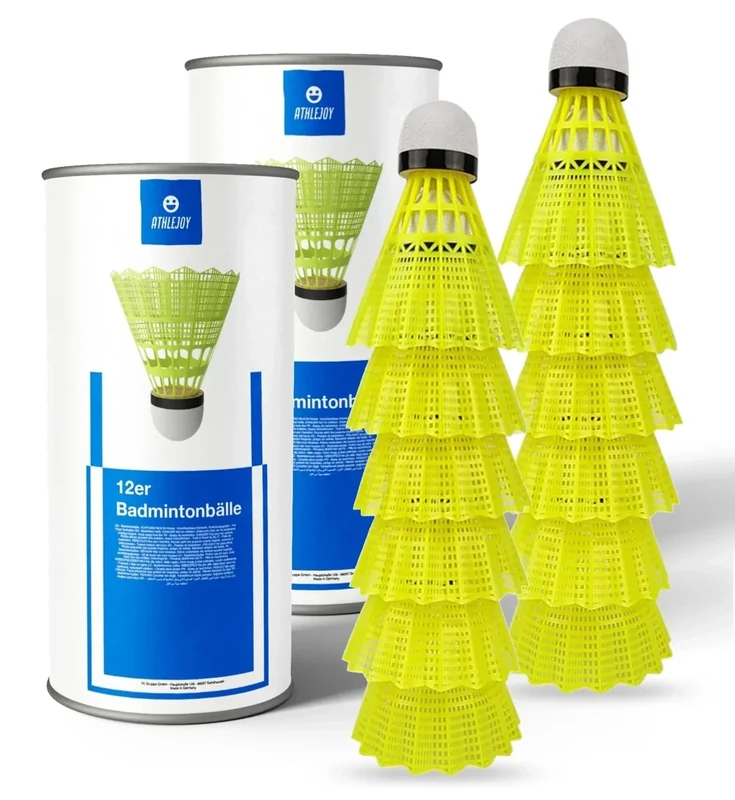 ATHLEJOY 12x Badminton Federbälle - Training und Wettkampf - Badmintonbälle für Indoor & Outdoor