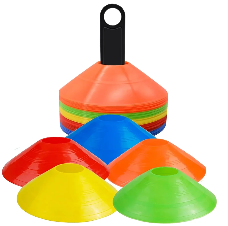 75x Markierungshütchen farbig, Zubehör für Fußball & Slalomtraining - Trainingszubehör Outdoor