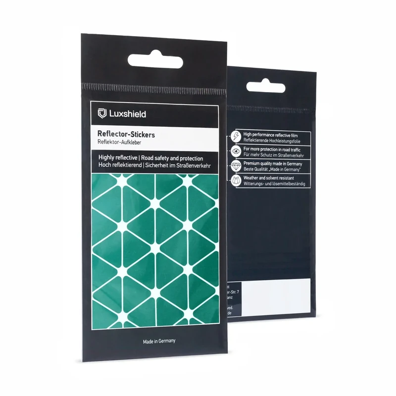 Luxshield Reflektoren Sticker Set - Dreiecke klein - für Fahrrad Roller Kinderwagen - Reflektoren Fahrrad - Reflektoren Kinder