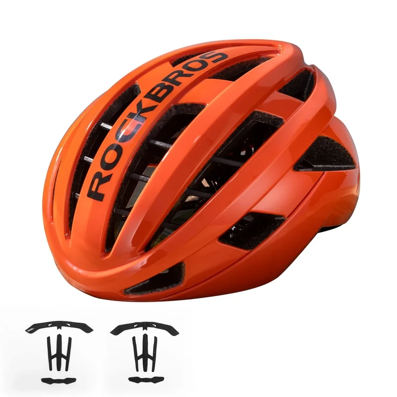 ROCKBROS Fahrradhelm Integrierter Radhelm Cityhelm Rennradhelm für Mountainbikes Rennräder Unisex Erwachsene Damen und Herren L(58-62cm) Orange-glänzend
