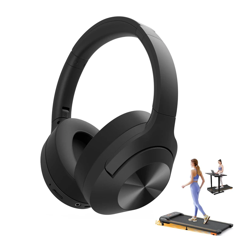 Kiddoza Tretmühle mit Noise Cancelling Kopfhörer Wireless -Schwarz
