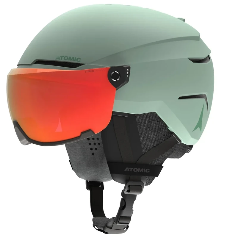 ATOMIC SAVOR VISOR PHOTO Skihelm mit Visier - Pistachio - Größe L - Maximale Stoßdämpfung - Active Aircon Belüftungssystem - Hochwertige Verspiegelung für klare Sicht